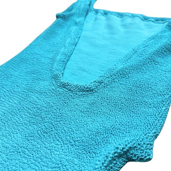 Hunza G One Piece Swimsuit | NWT | One Size | Stretch Crinkle | Turquoise - Picture 5 of 8